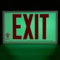 Universal Self-Luminous Exit Sign with White Background and Red Letters, 7-1/2" H x 13" W