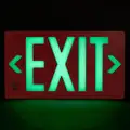 Universal Self-Luminous Exit Sign with Red Background and White Letters, 8-3/4" H x 15-1/2" W