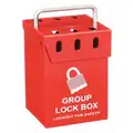 Red Steel Group Lockout Box, Max. Number of Padlocks: 6, 6" x 4-1/5"