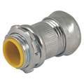 Raco Compression Conduit Connector: Steel, 1-1/4" Trade Size, 2-1/8"Overall Length, Insulated, Gray