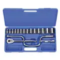 Westward 1/2"Drive SAE Chrome Socket Wrench Set, Number of Pieces: 17
