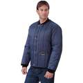 Insulated Jacket, Nylon, Navy, Zipper and Snap Closure Type, 2XL, Men's