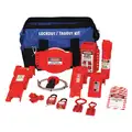 Portable Lockout Kit, Filled, Valve Lockout, Bag, Black, Blue, Red