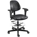 Black Polyurethane Drafting Chair 14-1/2" Back Height, Arm Style: Adjustable