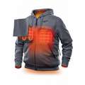 Milwaukee Heated Hoodie: Men's, L, Gray, Up to 6 hr, 44 in Max Chest Size, 3 Outside Pockets, Zipper