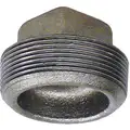 Galvanized Steel Square Head Plug, 3/8" Pipe Size, MNPT Connection Type