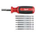 Milwaukee Multi-Bit Screwdriver, Hex, Magnetic, Alloy Steel, Number of Pieces 9
