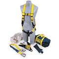 Yellow/Blue, Universal Size Roofers Harness Kit, 310 lb. Weight Capacity, Pass-Thru Leg Strap Buckle