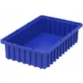 Akro-Mils Divider Box: 0.29 cu ft, 16 1/2 in x 10 7/8 in x 4 in, Blue, Polymer, 7 Long Divider Slots