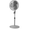 Air King Pedestal Fan: 16 in Blade Dia, 3 Speeds, 1000/1345/1555 cfm, Includes Remote Control, Gray