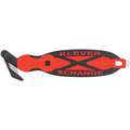 Klever X-Change Hook-Style Safety Cutter: 7 in Overall L, Oval Handle, Rubberized, Steel, Red