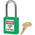 Green Lockout Padlock, Different Key Type, Thermoplastic Body Material, 1 EA