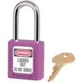 Master Lock Purple Lockout Padlock, Different Key Type, Thermoplastic Body Material, 1 EA