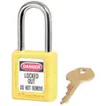 Yellow Lockout Padlock, Alike Key Type, Thermoplastic Body Material, 1 EA