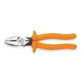 Klein Tools Linemans Plier: Insulated, Flat, 9-3/4"Overall L, 1-5/8" Jaw L, 1-3/8" Jaw W, Tether Ready