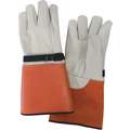 Electrical Glove Protector, Beige/Orange, Cowhide Leather, 15" Length