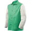Green/Gray Cotton, Leather Flame-Resistant Jacket w/Leather Sleeves, L, 9.5 oz.