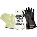Black Electrical Glove Kit, Natural Rubber, 0 Class, Size 9