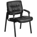 Flash Black Leather Side Chair 19" Back Height, Arm Style: Fixed
