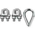 Wire Rope Clip and Thimble Kit, U-Bolt, 316 Stainless Steel, 1/4" For Wire Rope Dia.
