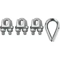 Wire Rope Clip and Thimble Kit, U-Bolt, 316 Stainless Steel, 1/2" For Wire Rope Dia.