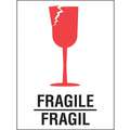 Bilingual Shipping Labels, Fragile/Fragil, Paper, Adhesive Back, 3" Width, 4" Height, PK 500