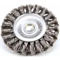 3-1/4" Knotted Wire Wheel Brush, Shank Mounting, 0.014" Wire Dia., 5/8" Bristle Trim Length, 1 EA