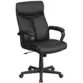 Black Leather Executive Chair 25-1/2" Back Height, Arm Style: Adjustable