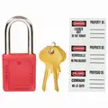 Master Lock Red Lockout Padlock, Different Key Type, Thermoplastic Body Material, 1 EA