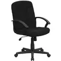 Black Fabric Executive Chair 21-3/4" Back Height, Arm Style: Adjustable