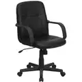 Flash Black Vinyl Executive Chair 20" Back Height, Arm Style: Adjustable