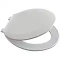 Toilet Seat: White, Plastic, External Check Hinge, 1 3/4 in Seat Ht, 18 7/8 in Bolt to Seat Front