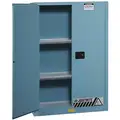 Justrite Corrosives Safety Cabinet: Std, 45 gal, 43 in x 18 in x 65 in, Blue, Manual Close, Steel, 2 Shelves