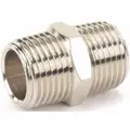 Hex Nipple: Chrome-Plated Brass, 1/2 in x 1/2 in Fitting Pipe Size, Male BSPP x Male NPT