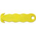 Klever Kutter Safety Cutter: 4 5/8 in Overall L, Contoured Handle, Textured, Steel, Yellow, 100 PK