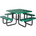 Picnic Table: Square, Expanded Metal, 80 in Overall Wd, 80 in Overall Dp, Green