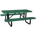 Picnic Table: Rectangle, Expanded Metal, 72 in Overall Wd, 62 in Overall Dp, Green