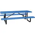 Picnic Table: Rectangle, Expanded Metal, 96 in Overall Wd, 62 in Overall Dp, Blue