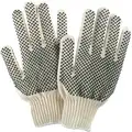 Knit Gloves, Cotton Polyester Blend Material, Knit Wrist Cuff, Natural/Black, Glove Size: L