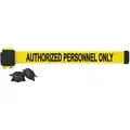 Banner Stakes Magnetic Retractable Belt Barrier, Yellow, Authorized Personnel Only