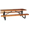 Picnic Table: Rectangle, Expanded Metal, 96 in Overall Wd, 62 in Overall Dp, Brown