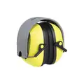 Folding Ear Muffs, 27 dB Noise Reduction Rating NRR, Dielectric No, Black, Yellow