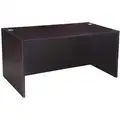 Boss Office Desk Shell: 60 in Overall Wd, 29 1/2 in, 30 in Overall Dp, Mocha Top, 0 Pedestals