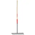 Razor-Back Asphalt Rake: Steel, 4 in Lg of Tines, 17 3/4 in Overall Wd of Tines, 14 Tines, Wood