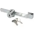 Sliding Showcase Lock: Keyed Different, Steel, Chrome, 5 1/2 in Lg