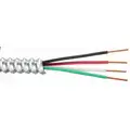 Metal Clad Armored Cable, MC, 14 AWG, 25 ft., Number of Conductors 3 with Insulated CU Ground