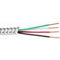Metal Clad Armored Cable, MC, 14 AWG, 100 ft., Number of Conductors 3 with Insulated CU Ground