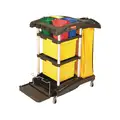 Rubbermaid Black, Microfiber Janitor Cart, Overall Length 48-1/4", Overall Width 22", Overall Height 44"