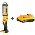 Dewalt Rechargeable Worklight Kit: 20 V, Battery Included, LED, 250 lm to 500 lm, Fixed Focus