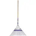 Westward Lawn Rake: Steel, 14 1/2 in Lg of Tines, 23 1/2 in Overall Wd of Tines, 24 Tines, Wood